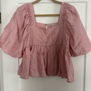 Moon River Puff Sleeve Babydoll Top